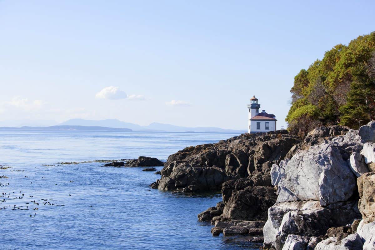Blue waters of coast of San Juan island, Washington